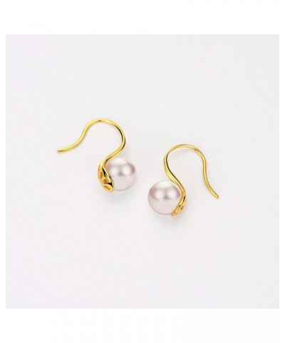 18K Gold Plated Akoya Pearl Earrings Dangle Drop 8.5-9mm Pearl 925 Sterling Silver Fine Jewelry for Women $78.30 Earrings