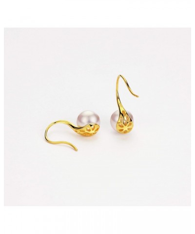 18K Gold Plated Akoya Pearl Earrings Dangle Drop 8.5-9mm Pearl 925 Sterling Silver Fine Jewelry for Women $78.30 Earrings