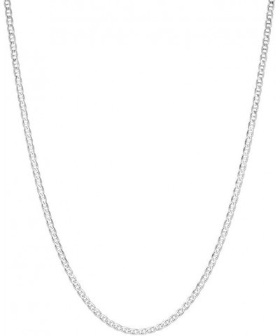 Silver Chain Link Necklace – 2mm Premium 925 Sterling Silver Necklace for Women and Men – Dainty Flat Mariner Silver Chain Ne...