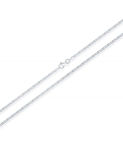 Silver Chain Link Necklace – 2mm Premium 925 Sterling Silver Necklace for Women and Men – Dainty Flat Mariner Silver Chain Ne...