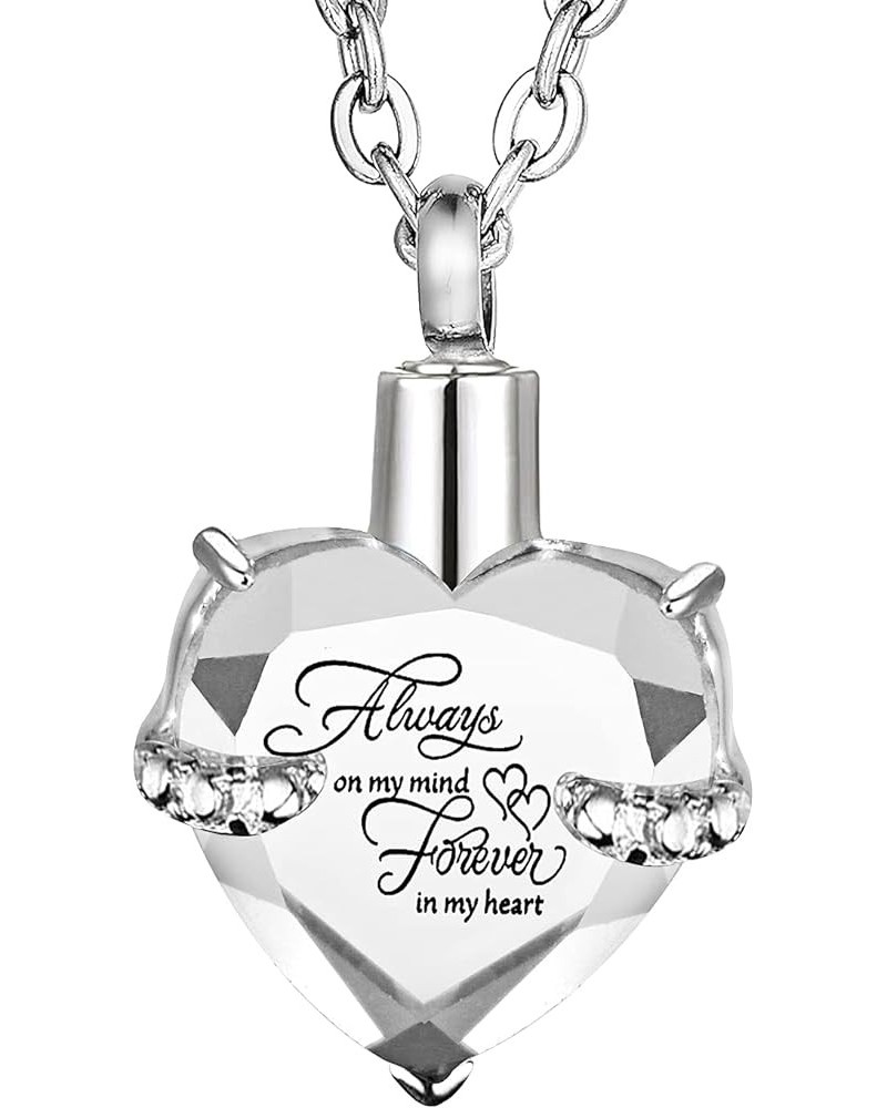 Always on My Mind Forever in My Heart Birthstone Cremation Jewelry Stainless Steel Urn Necklace for Ashes Memorial Keepsake A...