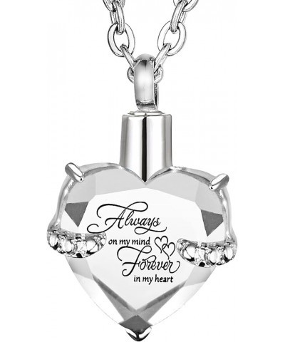 Always on My Mind Forever in My Heart Birthstone Cremation Jewelry Stainless Steel Urn Necklace for Ashes Memorial Keepsake A...