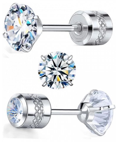 Moissanite Titanium Screw Back Earrings Hypoallergenic for Sensitive Ears 4mm $26.00 Body Jewelry