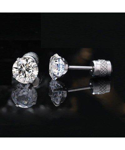 Moissanite Titanium Screw Back Earrings Hypoallergenic for Sensitive Ears 4mm $26.00 Body Jewelry