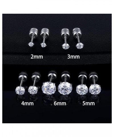 Moissanite Titanium Screw Back Earrings Hypoallergenic for Sensitive Ears 4mm $26.00 Body Jewelry