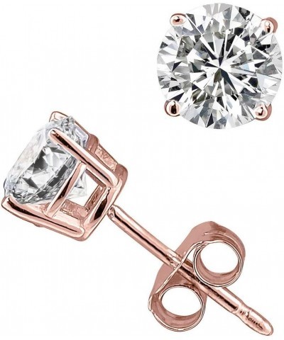 IGI Certified (0.10ct & up) Bright White Round Diamond stud 14K (Color-FGH, Clarity-I2) Rose Gold 0.75 carats $47.98 Earrings