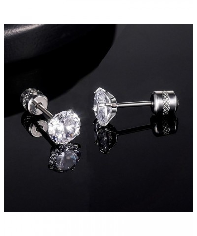 Moissanite Titanium Screw Back Earrings Hypoallergenic for Sensitive Ears 4mm $26.00 Body Jewelry