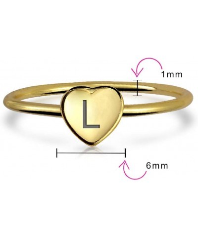 Tiny Minimalist ABC Heart Shape Script Or Block Letter Alphabet A-Z Initial Monogram Signet Ring For Teen For Women 14K Gold ...