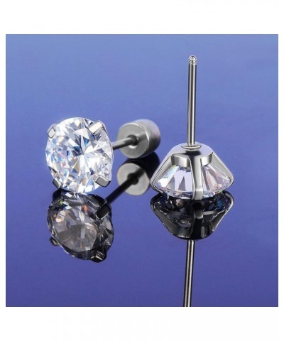 Moissanite Titanium Screw Back Earrings Hypoallergenic for Sensitive Ears 4mm $26.00 Body Jewelry