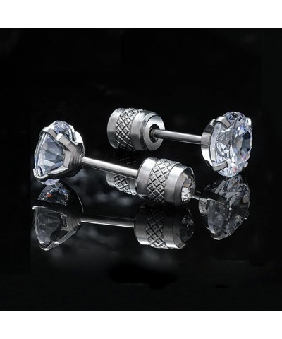 Moissanite Titanium Screw Back Earrings Hypoallergenic for Sensitive Ears 4mm $26.00 Body Jewelry