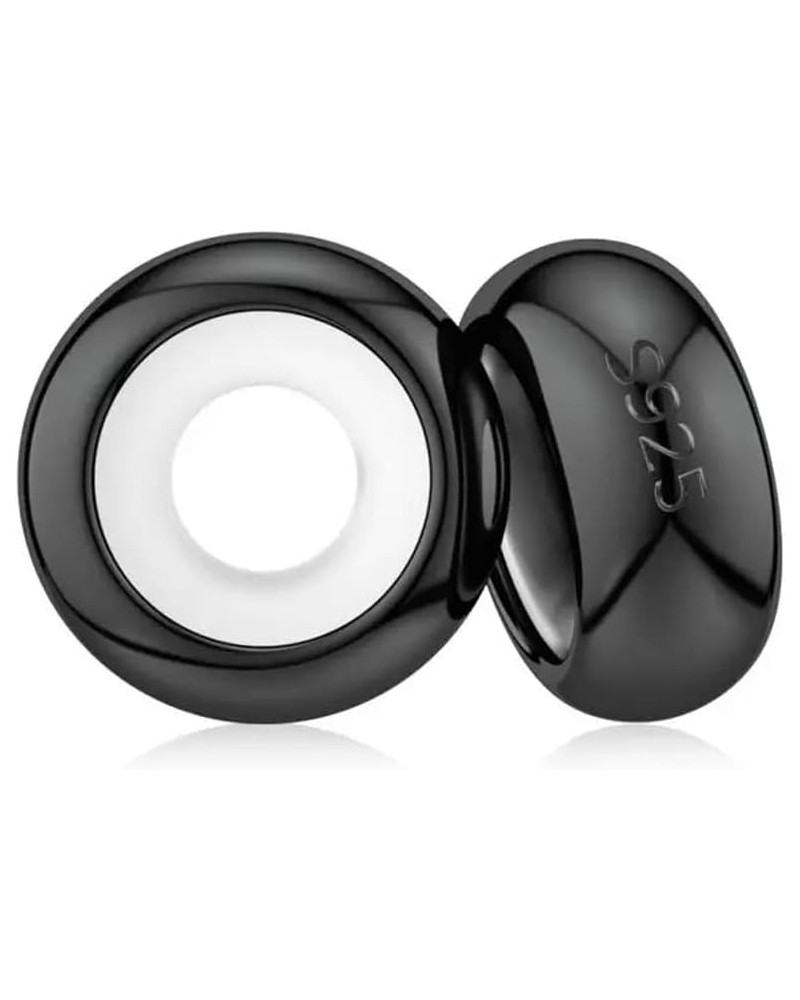 Rose Gold Rubber Charm Stopper Spacer Bead 925 Sterling Silver for Charm Bracelets Black 2PCS $8.54 Bracelets