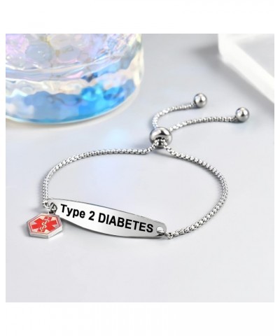 Medical Alert Bracelet for Men Women Adjustable Stainless Steel Engraved First Aid Health Monitoring Emergency ID identificat...