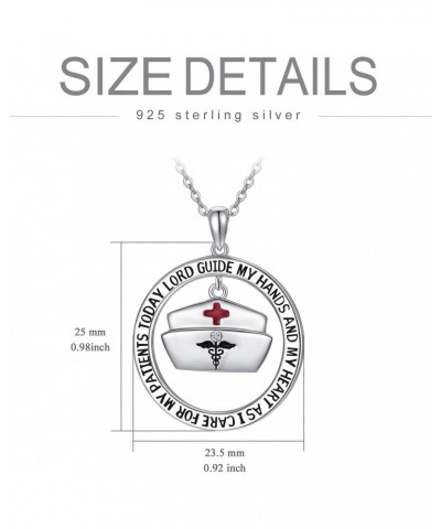 Nurse Gifts for Women 925 Sterling Silver Nurse's Prayer Necklace with Caduceus Angel Nurse Cap Charm, Nursing Graduation Gif...