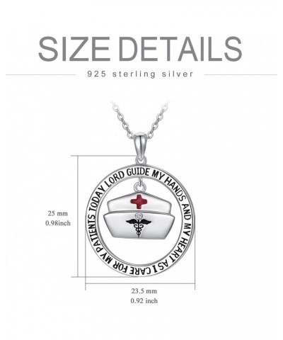 Nurse Gifts for Women 925 Sterling Silver Nurse's Prayer Necklace with Caduceus Angel Nurse Cap Charm, Nursing Graduation Gif...