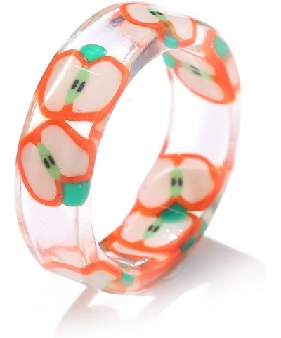 Mvude Resin Fruit Rings Cute Acrylic Transparent Rings Dainty Colorful Knuckle Rings Strawberry Lemon Rings for Women,Eight P...