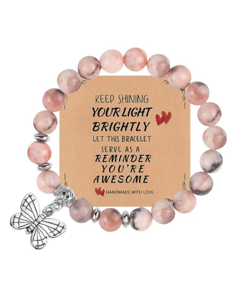 YOU'RE AWESOME Encouragement Message Card Bracelets Get Well Soon Natural Stone Stress Relief Healing Chakras Beaded Bracelet...