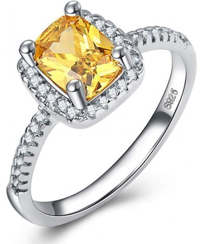 (Size US 5~9 Wedding Birthstone Bride Engagement Yellow/Clear Ring 925 Sterling Silver Plated Ring Gifts Yellow 9 $9.34 Rings