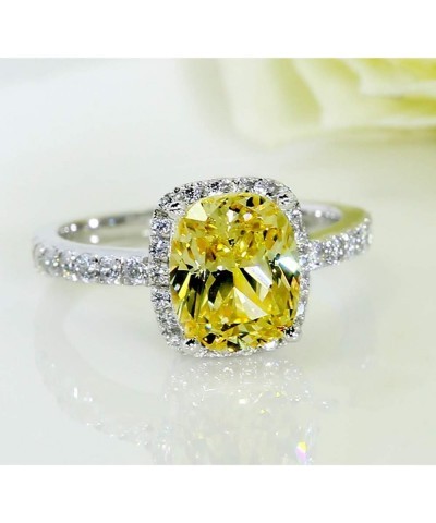 (Size US 5~9 Wedding Birthstone Bride Engagement Yellow/Clear Ring 925 Sterling Silver Plated Ring Gifts Yellow 9 $9.34 Rings