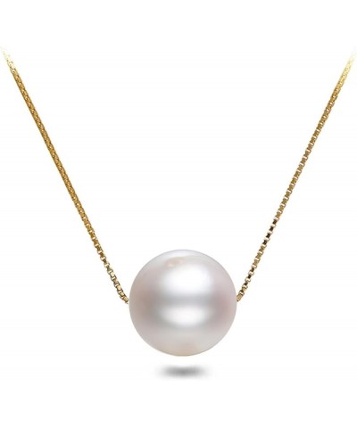 Japanese AAAA 7-10mm White Akoya Cultured Pearl Solitaire Pendant Necklaces for Women 16-18 Inch 18.0 Inches 9.5-10.0mm $31.5...