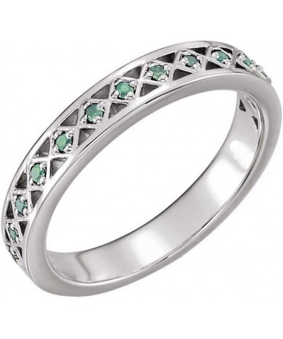 1/8 Cttw Diamond Stackable Wedding Anniversary Ring Band (.13 Cttw) (Width - 20.7mm) Genuine Emerald - 14k White Gold $508.44...