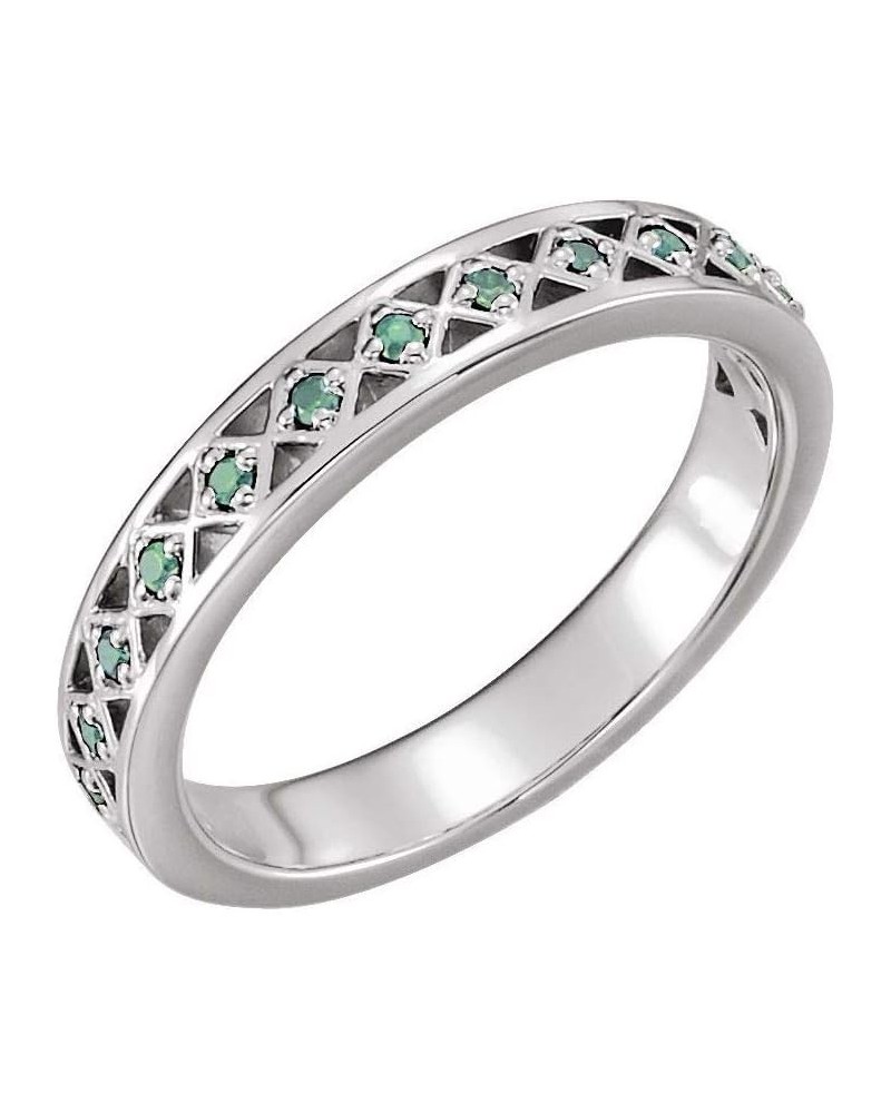 1/8 Cttw Diamond Stackable Wedding Anniversary Ring Band (.13 Cttw) (Width - 20.7mm) Genuine Emerald - 14k White Gold $508.44...