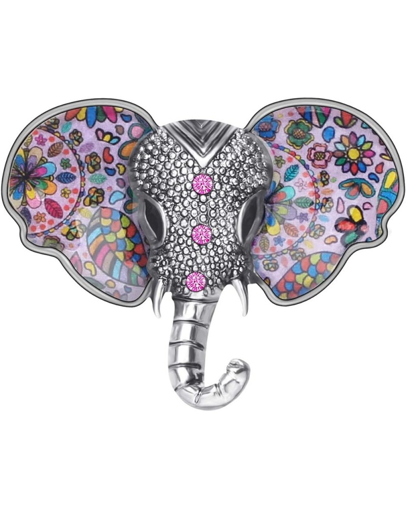 Metal Enamel Shiny Rhinestone Elephant Brooch Elegant Animals Pin Lapel Clothes Scarf Women Teens Jewelry Gift Silver Purple ...