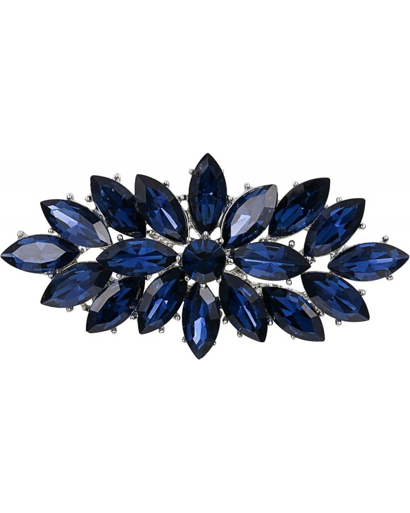 Elegant Wedding Corsage Jewelry Marquise Crystal Booming Flower Brooch Pin for Women Navy Blue Silver-Tone 1.3 Inches $12.09 ...