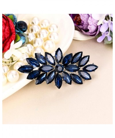 Elegant Wedding Corsage Jewelry Marquise Crystal Booming Flower Brooch Pin for Women Navy Blue Silver-Tone 1.3 Inches $12.09 ...