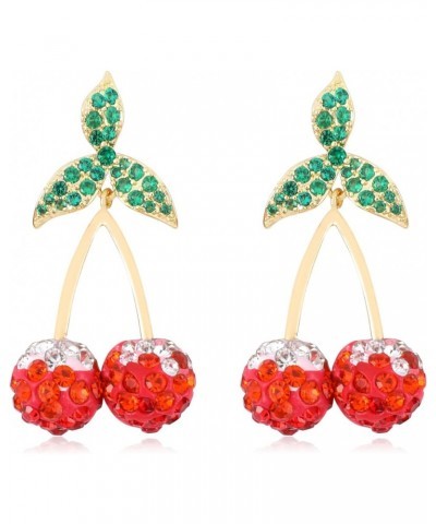 Red Cherry Earrings Cute Cherry Fruit Disco Ball Earrings for Women Lovely Cherry Disco Jewelry Fun Funky Kawaii Fruit Earrin...