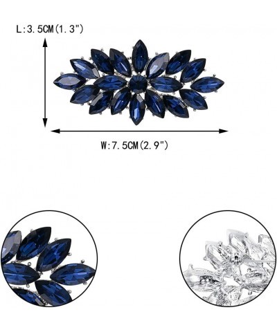 Elegant Wedding Corsage Jewelry Marquise Crystal Booming Flower Brooch Pin for Women Navy Blue Silver-Tone 1.3 Inches $12.09 ...