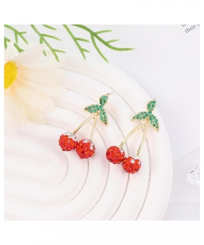 Red Cherry Earrings Cute Cherry Fruit Disco Ball Earrings for Women Lovely Cherry Disco Jewelry Fun Funky Kawaii Fruit Earrin...