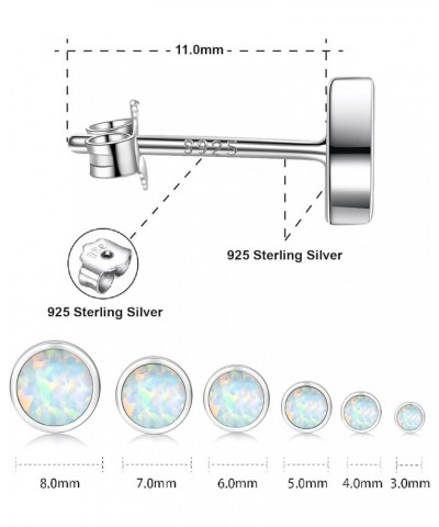 White Gold Plated Sterling Silver Opal Stud Earrings 3mm-8mm Options, Simulated Opal Dot Studs Hypoallergenic Jewelry 6mm Whi...