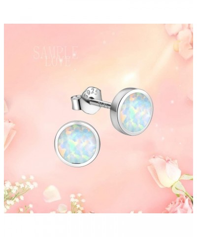 White Gold Plated Sterling Silver Opal Stud Earrings 3mm-8mm Options, Simulated Opal Dot Studs Hypoallergenic Jewelry 6mm Whi...