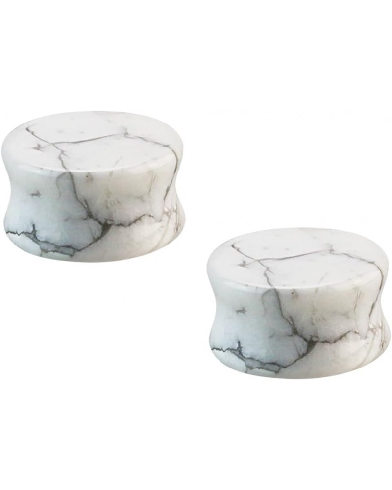 White Howlite Stone Double Flared Plugs, Sold as a Pair 5mm (4GA) $10.49 Body Jewelry