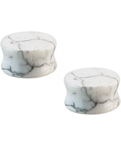 White Howlite Stone Double Flared Plugs, Sold as a Pair 5mm (4GA) $10.49 Body Jewelry