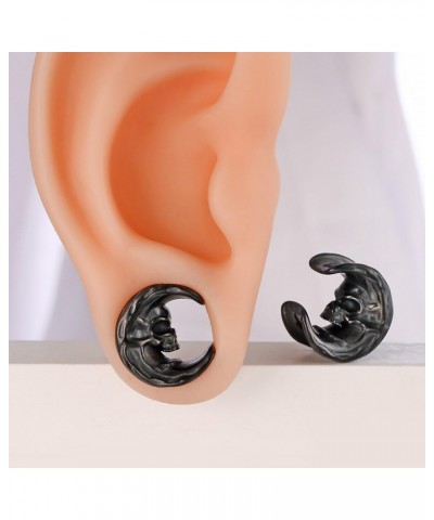 2PCS Dark Skull Saddle Plugs Tunnels Hypoallergenic 316 Stainless Steel Ear Gauges 8mm-25mm (0G-1") Cool Body Piercing Jewelr...