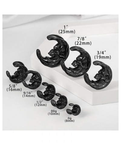 2PCS Dark Skull Saddle Plugs Tunnels Hypoallergenic 316 Stainless Steel Ear Gauges 8mm-25mm (0G-1") Cool Body Piercing Jewelr...