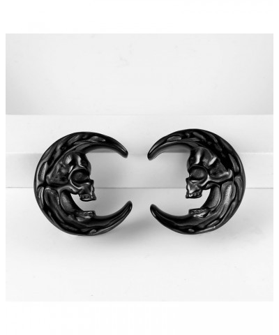 2PCS Dark Skull Saddle Plugs Tunnels Hypoallergenic 316 Stainless Steel Ear Gauges 8mm-25mm (0G-1") Cool Body Piercing Jewelr...