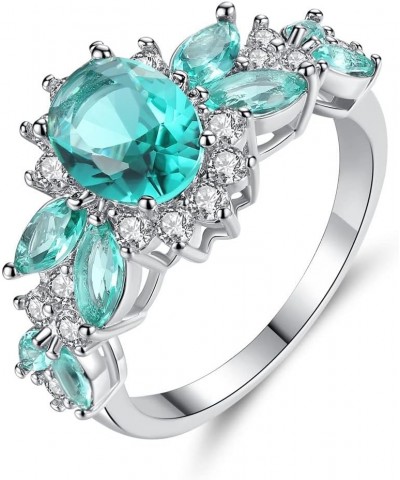 925 Sterling Silver Plated Created Sapphire Quartz&Topaz Cluster Women Band Ring Green-2 US7 $3.84 Rings