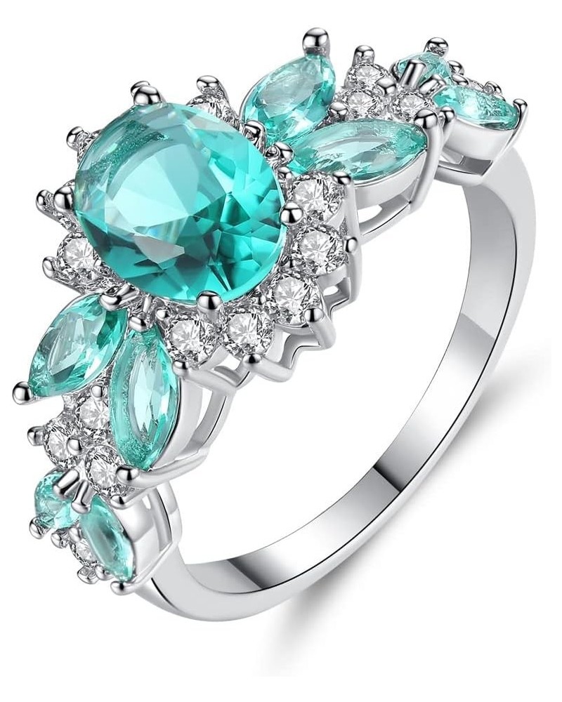 925 Sterling Silver Plated Created Sapphire Quartz&Topaz Cluster Women Band Ring Green-2 US7 $3.84 Rings