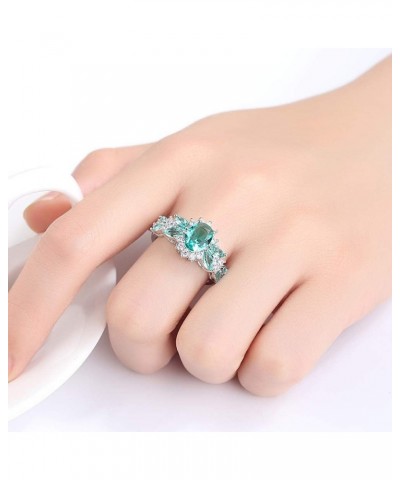 925 Sterling Silver Plated Created Sapphire Quartz&Topaz Cluster Women Band Ring Green-2 US7 $3.84 Rings