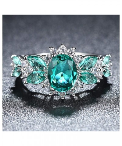 925 Sterling Silver Plated Created Sapphire Quartz&Topaz Cluster Women Band Ring Green-2 US7 $3.84 Rings