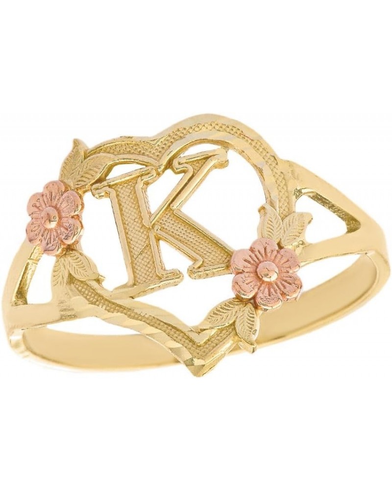 10k Gold Initial Alphabet Personalized Heart Ring - Letter K rose-and-yellow-gold $52.50 Rings