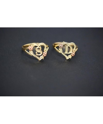 10k Gold Initial Alphabet Personalized Heart Ring - Letter K rose-and-yellow-gold $52.50 Rings