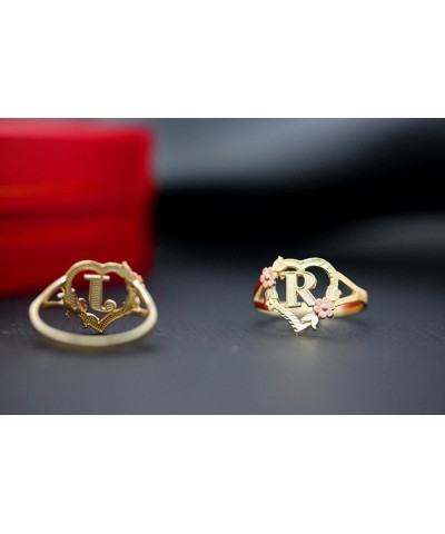 10k Gold Initial Alphabet Personalized Heart Ring - Letter K rose-and-yellow-gold $52.50 Rings