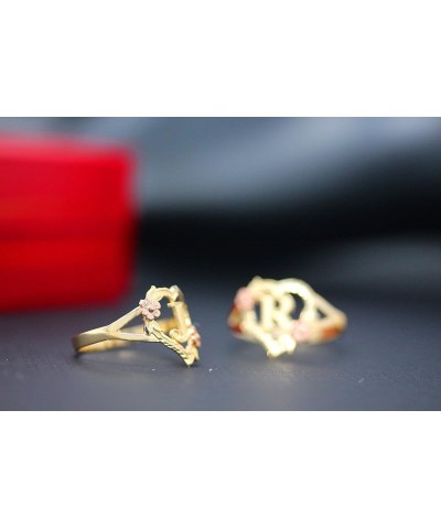 10k Gold Initial Alphabet Personalized Heart Ring - Letter K rose-and-yellow-gold $52.50 Rings