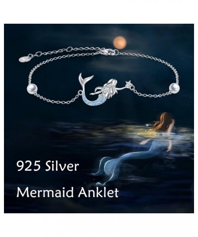 Ankle Bracelets for Women Sterling Silver Mermaid Turtle Ladybug Butterfly Moon Star Pineapple Anklet Link Chain Anklets Jewe...