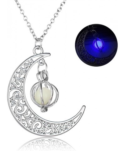 Necklaces for Women Trendy Glow In The Dark Silver Crescent Moon And Orb Necklace Glowing Moon Necklace Fairy Glowing Necklac...