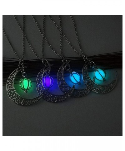 Necklaces for Women Trendy Glow In The Dark Silver Crescent Moon And Orb Necklace Glowing Moon Necklace Fairy Glowing Necklac...