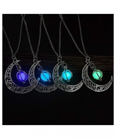 Necklaces for Women Trendy Glow In The Dark Silver Crescent Moon And Orb Necklace Glowing Moon Necklace Fairy Glowing Necklac...